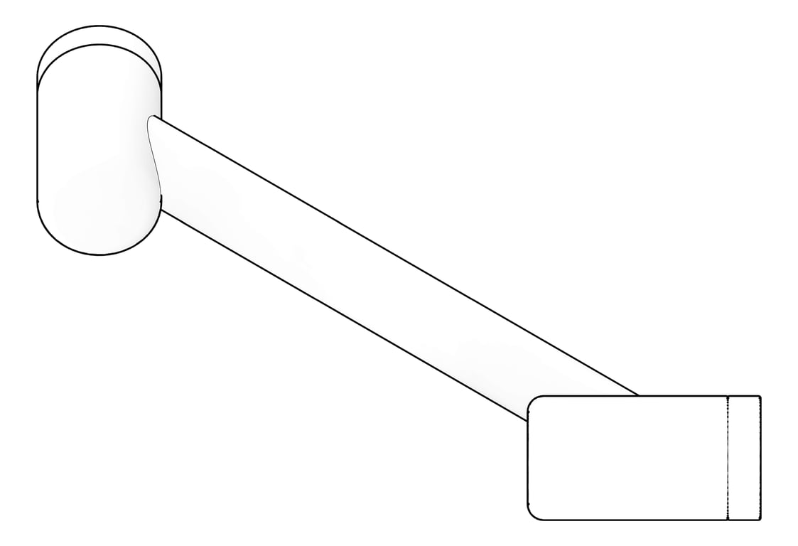 3D Documentation Image of Footrest SurfaceMount Nero MeccaCare Corner 25mm