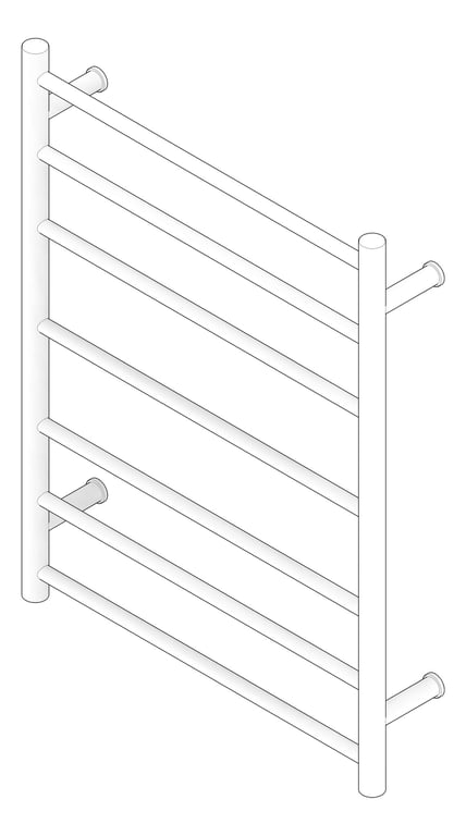 3D Documentation Image of TowelLadder SurfaceMount Nero Mecca Heated 7Bars