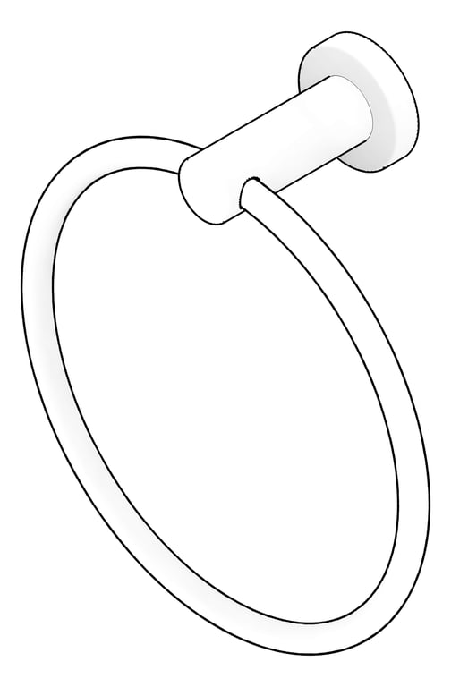 3D Documentation Image of TowelRing SurfaceMount Nero Classic