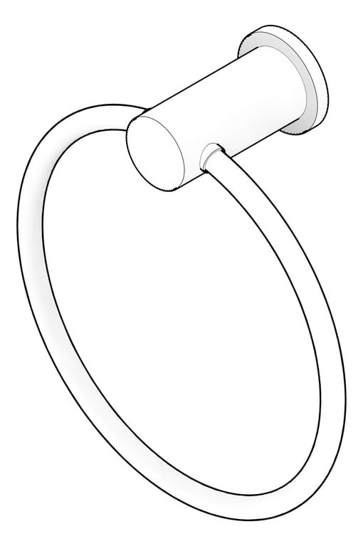 3D Documentation Image of TowelRing SurfaceMount Nero Mecca Hand