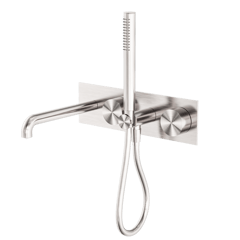 Nero_Kara Progressive Shower System With Spout 230mm 250mm_NR271903A230BN.png Image of TapSet Wall Nero KaraProgressive Shower Spout BackPlate