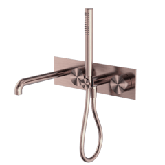 Nero_Kara Progressive Shower System With Spout 230mm 250mm_NR271903A230BZ.png Image of TapSet Wall Nero KaraProgressive Shower Spout BackPlate