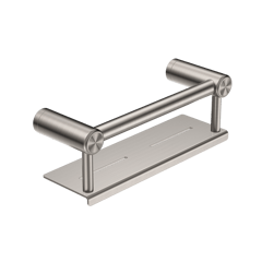 Nero_Mecca Care 25mm Grab Rail With Shelf 300mm 450mm_NRCR2512CBN.png Image of GrabRail SurfaceMount Nero MeccaCare Shelf