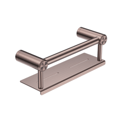 Nero_Mecca Care 25mm Grab Rail With Shelf 300mm 450mm_NRCR2512CBZ.png Image of GrabRail SurfaceMount Nero MeccaCare Shelf