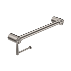 Nero_Mecca Care 32mm Grab Rail With Toilet Roll Holder 450mm_NRCR3218ABN.png Image of GrabRail SurfaceMount Nero MeccaCare ToiletRollHolder