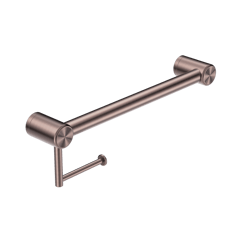 Nero_Mecca Care 32mm Grab Rail With Toilet Roll Holder 450mm_NRCR3218ABZ.png Image of GrabRail SurfaceMount Nero MeccaCare ToiletRollHolder