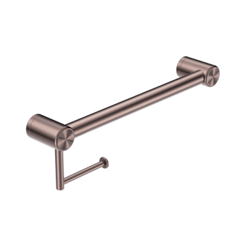 Nero_Mecca Care 32mm Grab Rail With Toilet Roll Holder 450mm_NRCR3218ABZ.png Image of GrabRail SurfaceMount Nero MeccaCare ToiletRollHolder