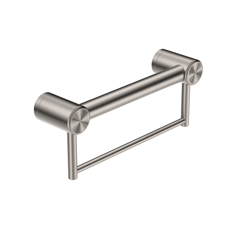 Nero_Mecca Care 32mm Grab Rail With Towel Holder_NRCR3212BBN.png Image of GrabRail SurfaceMount Nero MeccaCare TowelHolder