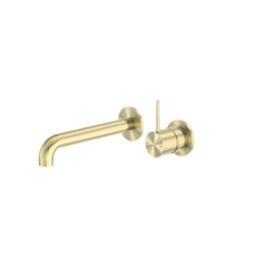 Nero_Mecca Wall Basin Bath Mixer Separate Back Plate Handle Up 120mm 160mm 185mm 230mm 260mm_NR221910D120BG.png Image of MixerSet Wall Nero Mecca Basin Bath Split HandleUp