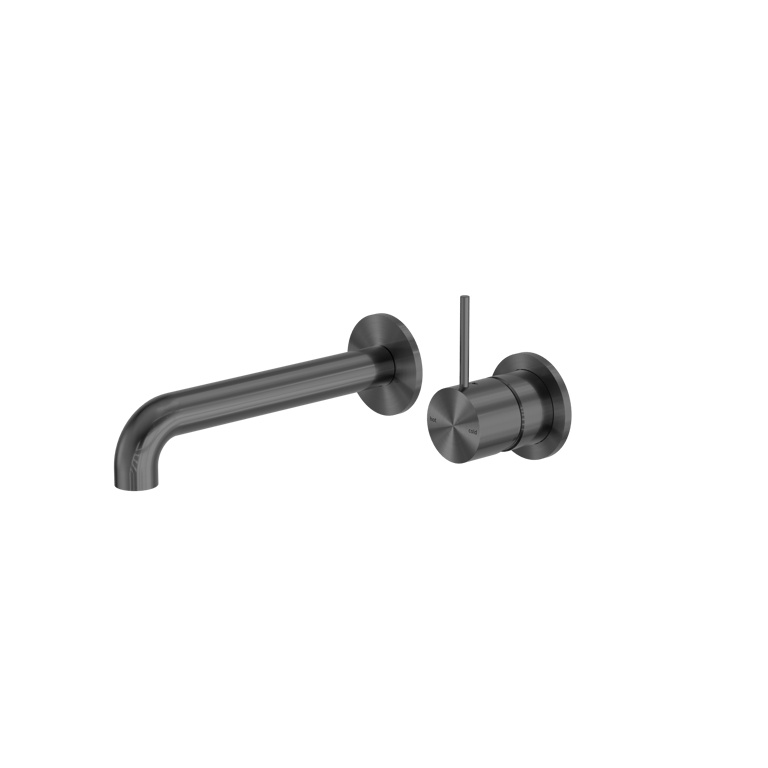 Nero_Mecca Wall Basin Bath Mixer Separate Back Plate Handle Up 120mm 160mm 185mm 230mm 260mm_NR221910D120GM.png Image of MixerSet Wall Nero Mecca Basin Bath Split HandleUp