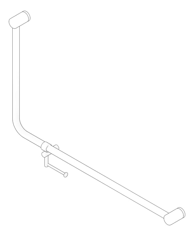 3D Documentation Image of GrabRail 90Deg Nero Ambulant BentTube 1000mm ToiletRollHolder