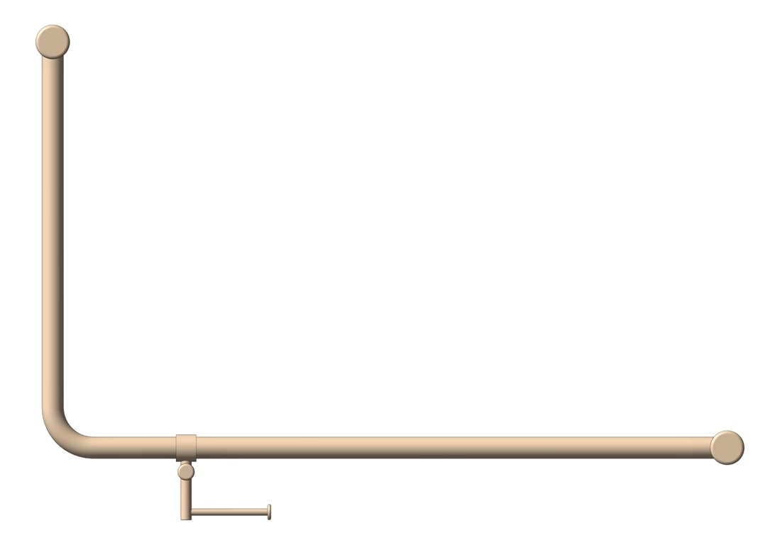 Front Image of GrabRail 90Deg Nero Ambulant BentTube 1000mm ToiletRollHolder