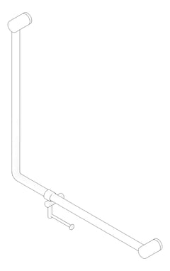 3D Documentation Image of GrabRail 90Deg Nero Ambulant BentTube 750mm ToiletRollHolder