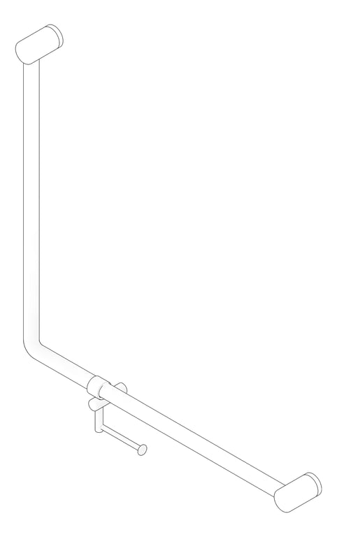 3D Documentation Image of GrabRail 90Deg Nero Ambulant BentTube 750mm ToiletRollHolder