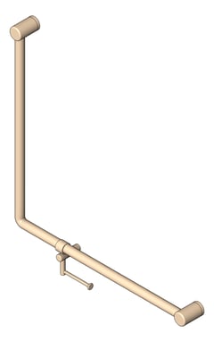 3D Shaded Image of GrabRail 90Deg Nero Ambulant BentTube 750mm ToiletRollHolder