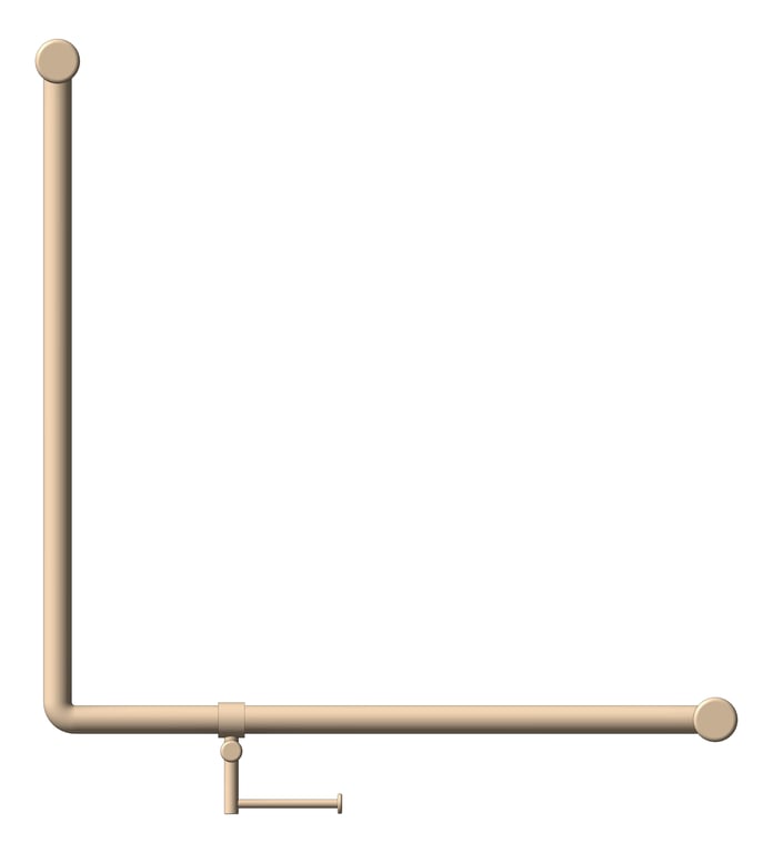 Front Image of GrabRail 90Deg Nero Ambulant BentTube 750mm ToiletRollHolder