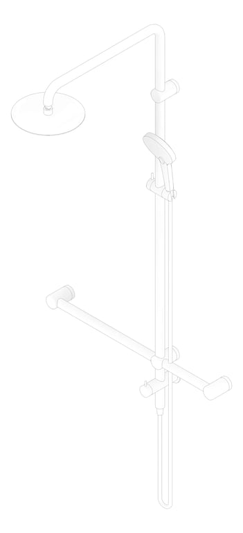 3D Documentation Image of Shower Rail Nero MeccaCare Adjustable TBar OverHead