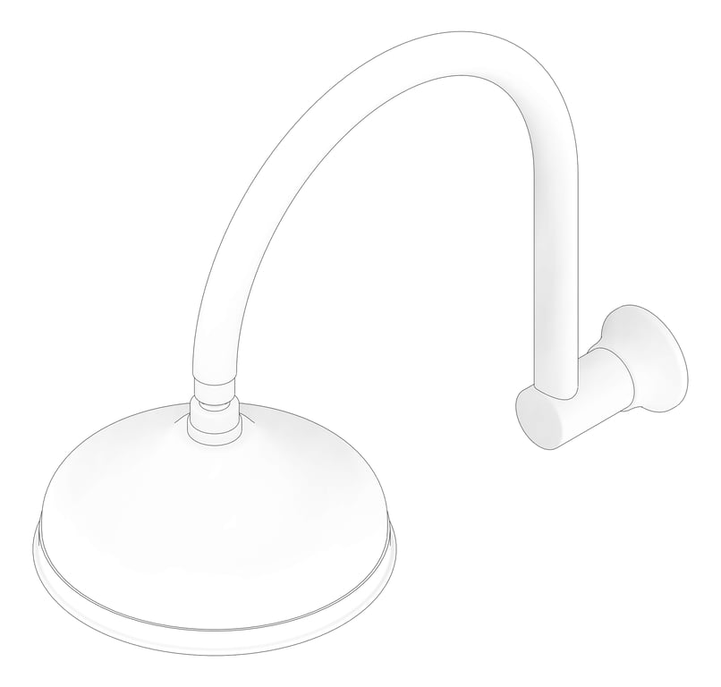 3D Documentation Image of Shower Wall Nero York Arm Rose 200mmHead