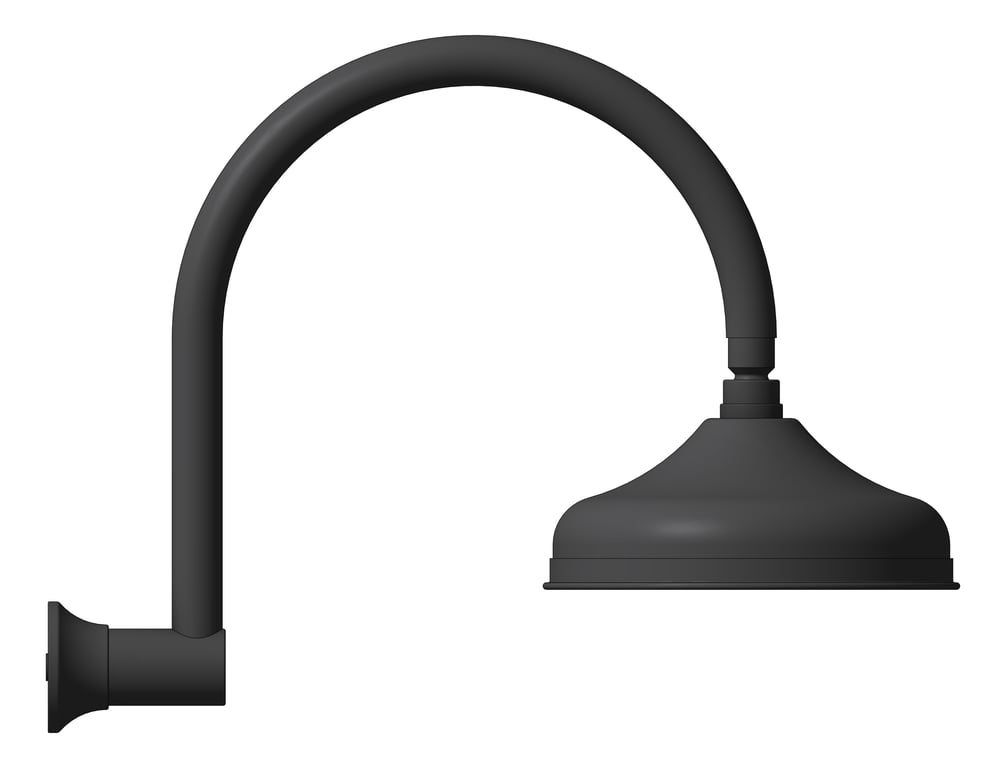 Left Image of Shower Wall Nero York Arm Rose 200mmHead