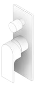 3D Documentation Image of MixerTap Divertor Nero Bianca BackPlate
