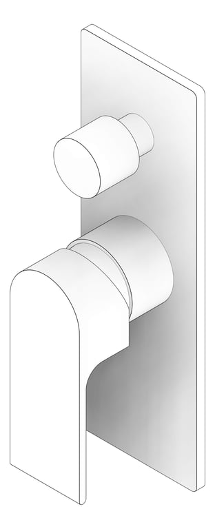 3D Documentation Image of MixerTap Divertor Nero Bianca BackPlate