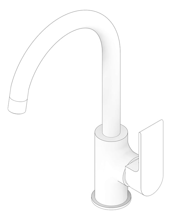 3D Documentation Image of Mixer Kitchen Nero Bianca Gooseneck