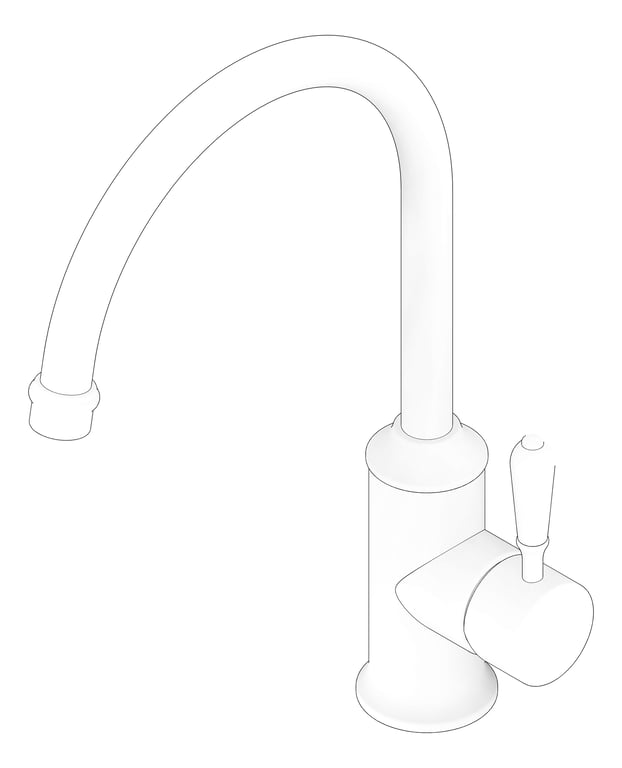 3D Documentation Image of Mixer Kitchen Nero York Gooseneck