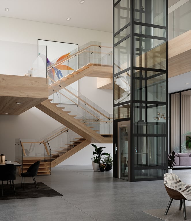 Eltec-HLB-with-TA-Freestanding-Residential-Lift-In-Situ-Image.jpg Image of Next Level Elevators - EltecHLB - Freestanding