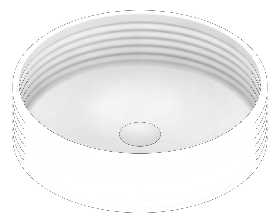 3D Documentation Image of Basin AboveCounter Oliveri Terzofoco Circular Ribbed