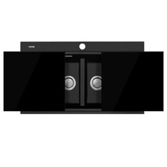 ST-BL1566GT OF GlassOpen.jpg Image of Sink Kitchen Oliveri Santorini DoubleBowl Topmount GlassTop