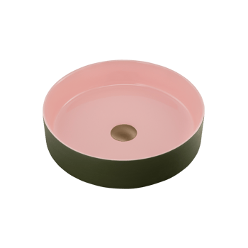 Terzofoco-Olive-and-Salmon-Short-Circular-Counter-Top-Basin-Oliveri-Image1 Image of Basin AboveCounter Oliveri Terzofoco Circular Short