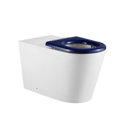 Vienna-Wall-Faced-Care-Toilet-Suite-with-Blue-Seat-and-Buttons-Oliveri Image of ToiletPan WallFaced Oliveri Care
