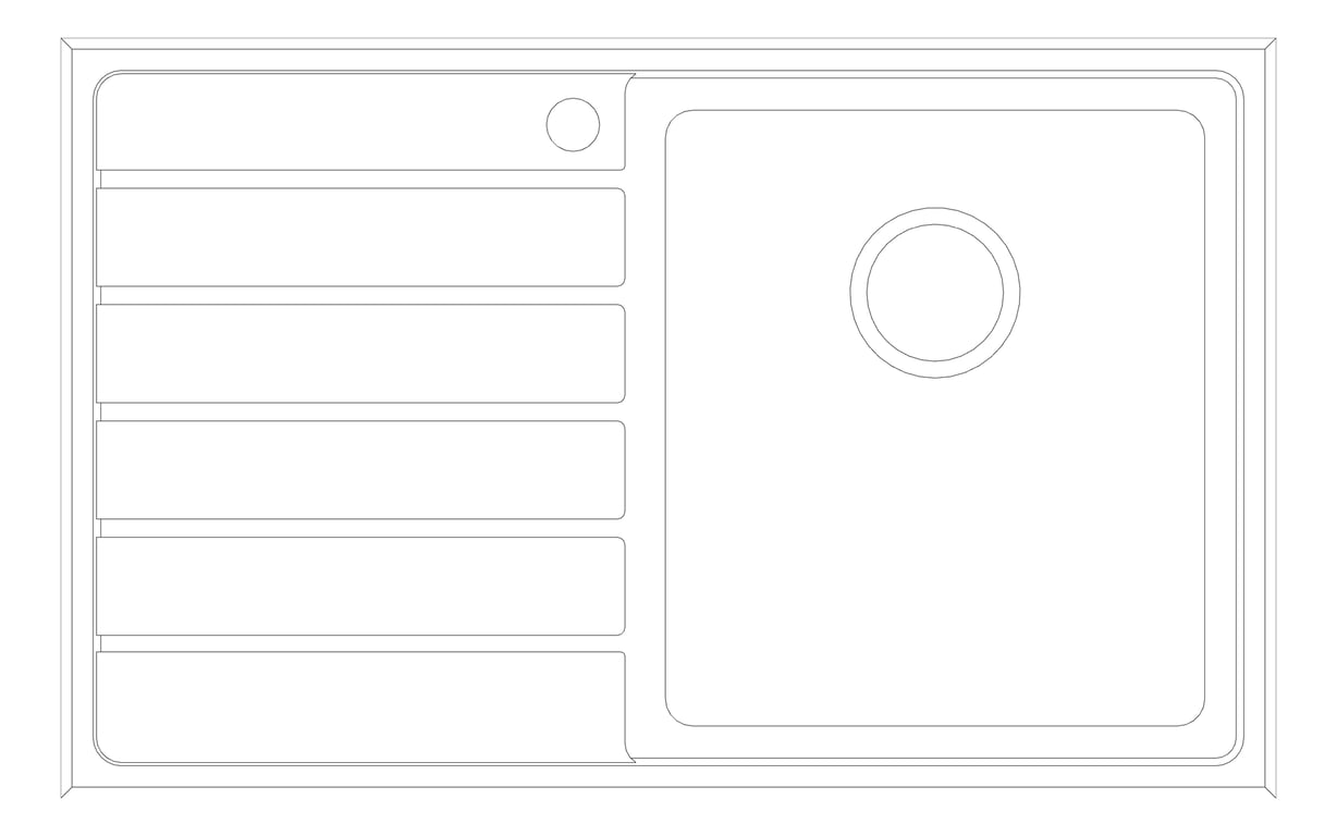 Plan Image of Sink Kitchen Oliveri Apollo SingleBowl Drainer RHS