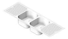 3D Shaded Image of Sink Kitchen Oliveri Diaz DoubleBowl DoubleDrainer