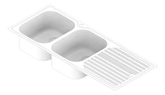 3D Documentation Image of Sink Kitchen Oliveri Diaz DoubleBowl Topmount Drainer LHS
