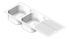 3D Shaded Image of Sink Kitchen Oliveri Diaz DoubleBowl Topmount Drainer LHS