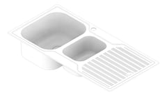 3D Documentation Image of Sink Kitchen Oliveri Diaz OneAndHalfBowl Topmount LHS