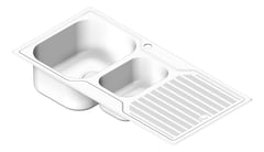 3D Shaded Image of Sink Kitchen Oliveri Diaz OneAndHalfBowl Topmount LHS