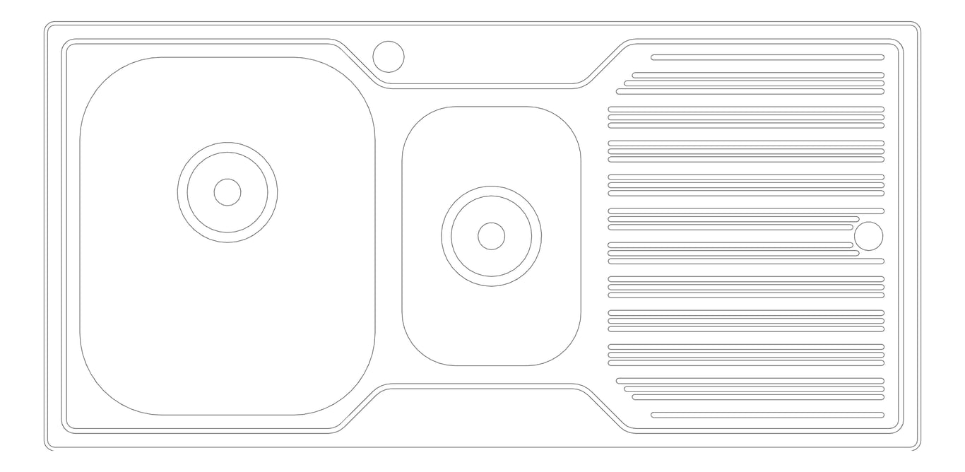Plan Image of Sink Kitchen Oliveri Diaz OneAndHalfBowl Topmount LHS
