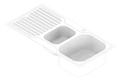 3D Documentation Image of Sink Kitchen Oliveri Diaz OneAndHalfBowl Topmount RHS