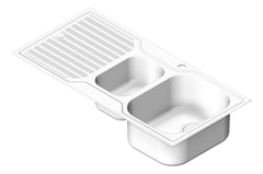 3D Shaded Image of Sink Kitchen Oliveri Diaz OneAndHalfBowl Topmount RHS