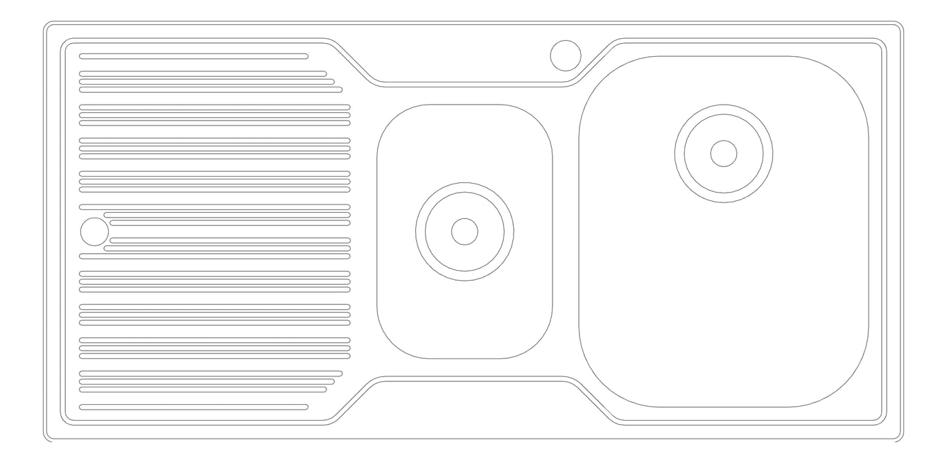 Plan Image of Sink Kitchen Oliveri Diaz OneAndHalfBowl Topmount RHS