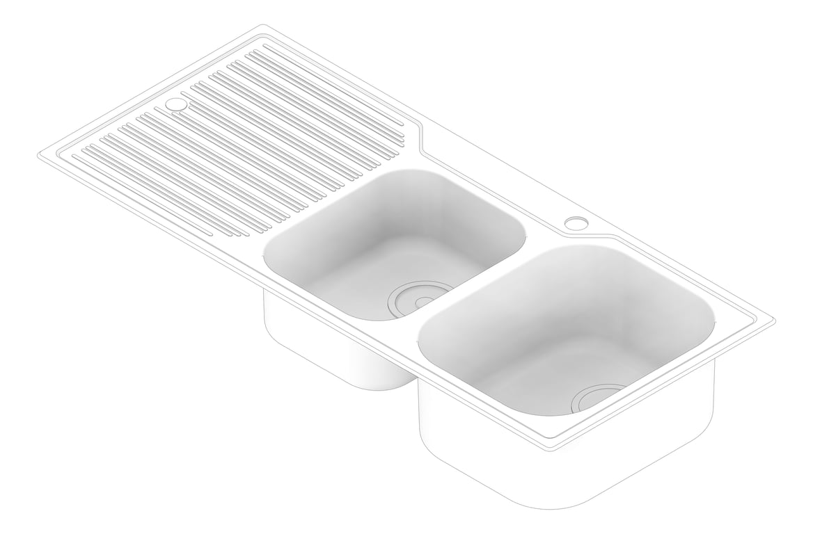 3D Documentation Image of Sink Kitchen Oliveri Diaz OneAndThreeQuarter Topmount Drainer RHS