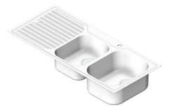 3D Shaded Image of Sink Kitchen Oliveri Diaz OneAndThreeQuarter Topmount Drainer RHS