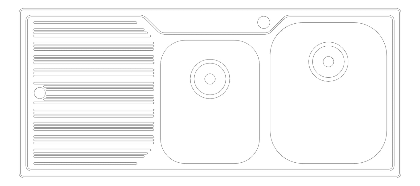 Plan Image of Sink Kitchen Oliveri Diaz OneAndThreeQuarter Topmount Drainer RHS