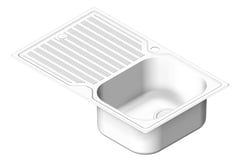 3D Shaded Image of Sink Kitchen Oliveri Diaz SingleBowl Drainer RHS
