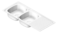 3D Shaded Image of Sink Kitchen Oliveri Endeavour DoubleBowl Drainer LHS