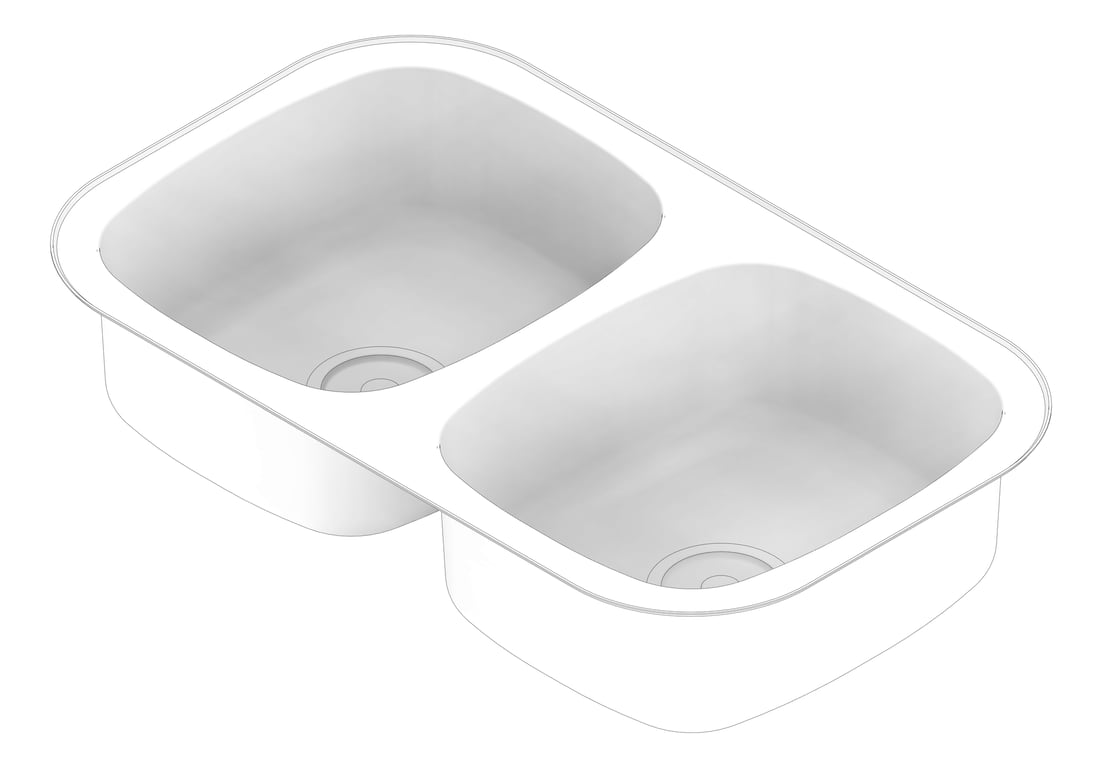 3D Documentation Image of Sink Kitchen Oliveri Endeavour DoubleBowl Undermount