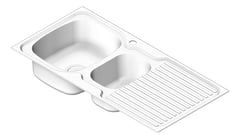 3D Shaded Image of Sink Kitchen Oliveri Endeavour OneAndHalfBowl Drainer LHS