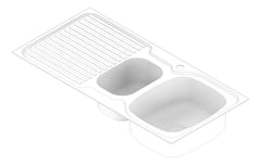 3D Documentation Image of Sink Kitchen Oliveri Endeavour OneAndHalfBowl Drainer RHS